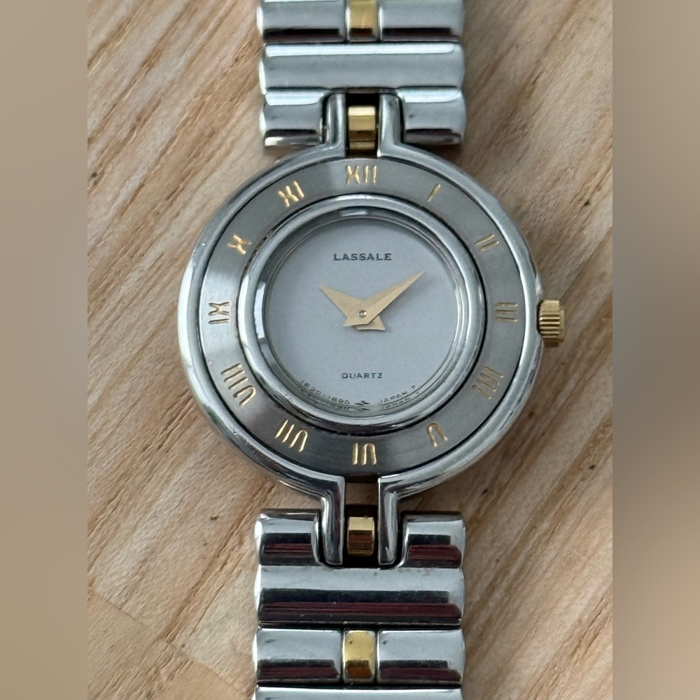 Lassale Super Rare Ladies Luxury Watch Two-Tone Bracelet Case Gray Dial